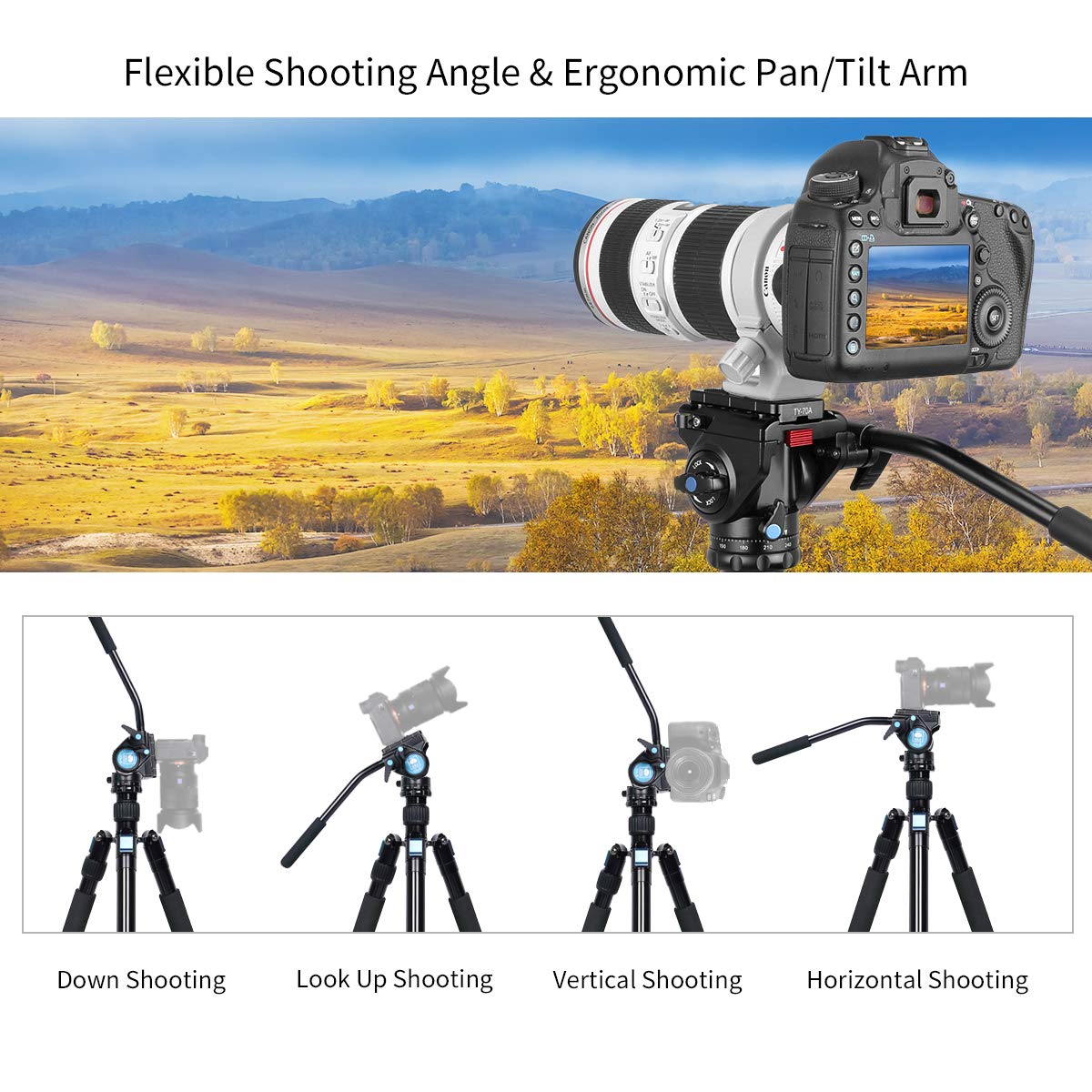 Sirui Fluid Video Head Am 5V, Lightweight Tripod Head With Quick Release Plate For Video Camera